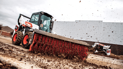 Bobcat S76 skid steer with angle broom