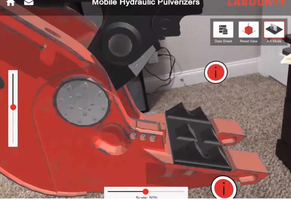 TRICK 3D's augmented reality function allows you to place a realistic representation of the equipment directly into the user's environment.