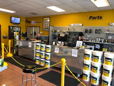 While some dealerships that have remained open are still staffing parts counters, social distancing has created a barrier, both literally and figuratively.