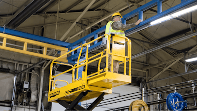 Vertical surroundings should also be considered, and operators should be sure to look upward for obstacles while elevating the work platform.