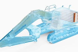 Concept image of the Komatsu electric excavator to be powered by Proterra batteries.