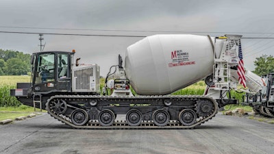 The Prinoth PANTHER T16 served as a starting point for the off-road concrete mixer. It has a 33,500-lb. payload capacity and typically hauls digger derricks, aerial devices, cranes, drills and more into challenging terrain.