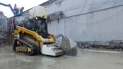The Skid Steer Saw is a hydraulically-powered diamond saw that draws its power from its carrier. It is currently available in three models offering 26-, 36- and 42-in. blades.