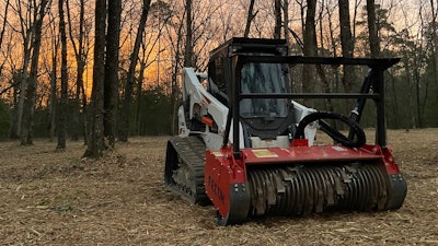 Peterson used a Bobcat T770 compact track loader with a Fecon Bull Hog attachment to tackle the land clearing test.