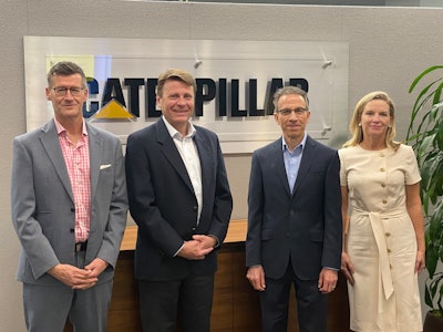 Rob Atkinson, Executive Vice President and Chief Operating Officer Newmont, Tom Palmer, President and CEO Newmont, Jim Umpleby, Chairman and CEO Caterpillar Inc., and Denise Johnson, Group President, Caterpillar Inc. (Photo: Business Wire)