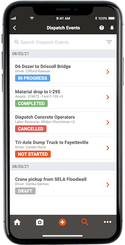 Tenna Dispatch Events