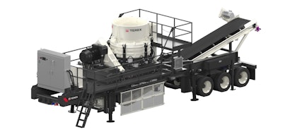 The portable plant includes an oversize quick-release cone feed hopper extension with overflow chute, a 42-in. (1070mm) rugged straight-line product conveyor and a metal detector for off-plant feed conveyor.
