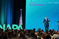 New NAPA chairman Brady Meldrem, Norris Asphalt Paving Co. giving his opening address to the assembly.