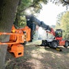 The Woodcracker tree saw with grapple is compatible with three Manitou rotating telehandlers — the MRT 2260, MRT 2660 and MRT 3060 Vision+.