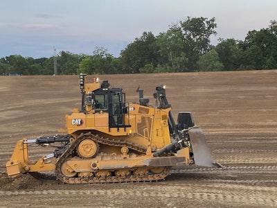 A D9 dozer during the demo