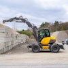 One of the benefits of a compact wheeled excavator is its ability to travel — up to 25 mph for some advanced models — whether that is zipping across a jobsite or traveling from site to site.
