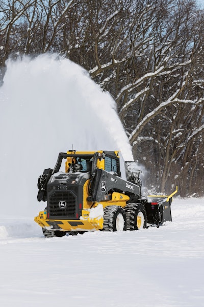 John Deere's 334 P-Tier skid steer loader is equipped with a new one-piece cab design, technology features and operating power. The machine is powered by a Yanmar 118-hp engine and comes with a 35.5-gallon fuel tank.