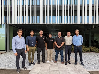 Flash Battery CEO Marco Righi, together with CTO Alan Pastorelli and COO Filippo Di Gregorio with the US technical team, visiting the Italian headquarters.