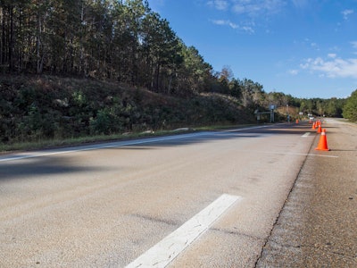 The test track after Delta Mist was applied. Delta Mist goes on as a milky white substance and dries clear.