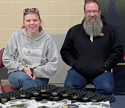 Outreach is vital to connecting with the younger generation, in 2024 the FTIUM attended 43 career fairs. Chanay Huff, commercial painter and John Burcaw during a local career fair.