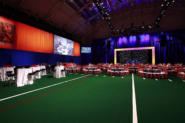 Banquet seating for the dinner at the conclusion of the evening was reserved for the far corner of the room.
