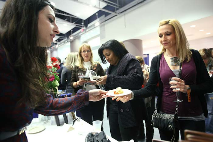 Staff from Jack Rose Dining Saloon handed out snacks like crab toast and stuffed peppers.