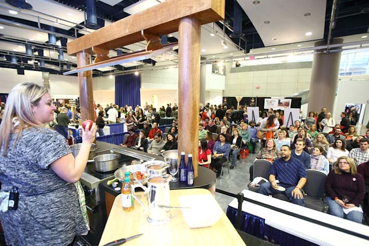 Mixologist Gina Chersevani spoke at the Washington Post chef demo stage.
