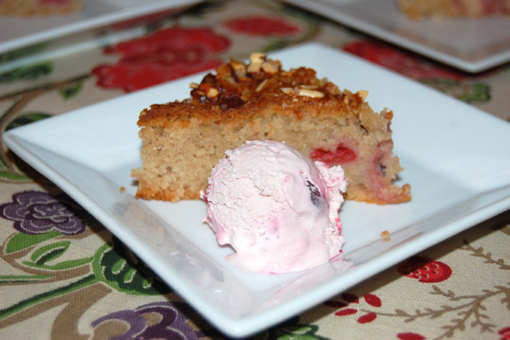For dessert, Founding Farmers sliced up a cherry cake with almond and brown-sugar crumble topped with cherry ice cream.
