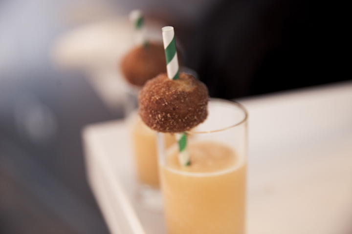 In Chicago, Limelight Catering offers frozen apple cider slushies garnished with mini cinnamon-sugar doughnuts. A rep for the company says that the nonalcoholic treats 'make for a fun passed dessert.'