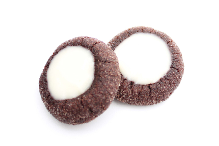 A chocolate brownie-cookie hybrid filled with vanilla panna cotta, by Pinch Food Design in New York