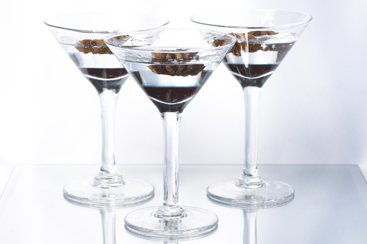 Toronto special events and catering firm Eatertainment adds an unusual—and visually appealing—garnish to its 'Rolling Storm' martini. Made with Ramazzotti Black sambuca and Absolut Elyx vodka, the drink is topped with floating star anise.