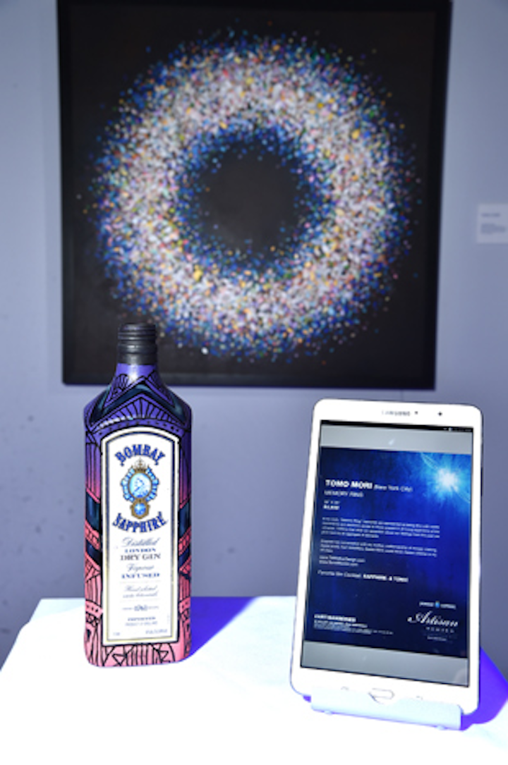 Artfully designed bottles of Bombay Sapphire were displayed at the event. Samsung tablets provided information about the artists whose work appeared throughout Soho Beach House—as well as their favorite gin cocktail. The cocktail pairings were inspired by each of the 12 regional finalist’s cities.