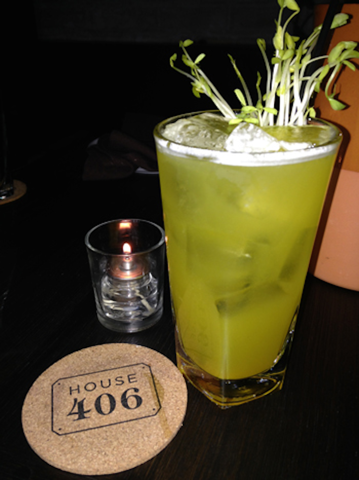 The restaurant also serves a bright cocktail called the New York Delhi. The potent drink contains gin, pineapple juice, curried nectar, and—perhaps its most exotic ingredient of all—barbecue mist.