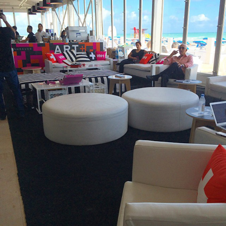 Ronen Rental Boutique Event Furnishings provided the furniture at the VH1 lounge at Scope Miami Beach fair.