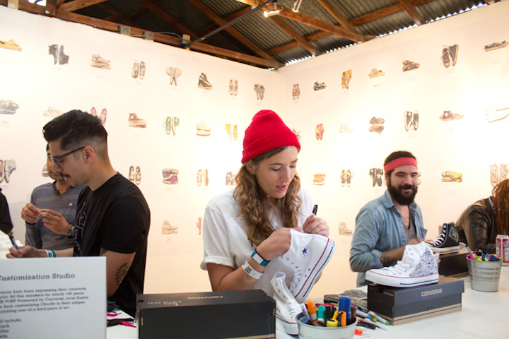 Fader Fort hosted local Austin artists to create unique custom designs for guests wearing Converse shows during the music portion of the festival. The Fort also handed out 100 pairs of sneakers to random attendees.