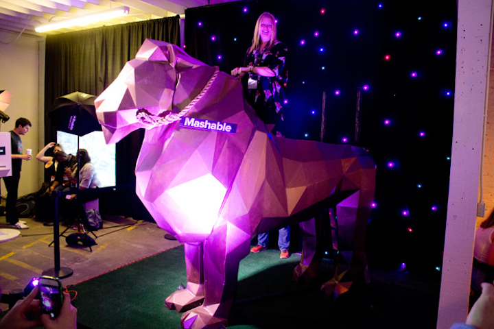 The theme of the Mashable House was #BreakTheInternet. The venue featured a photo op where guests could climb into a giant replica of singer Katy Perry’s “liger” from this year’s Super Bowl halftime show.
