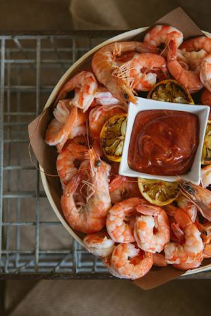 Gulf shrimp with house-made cocktail sauce, by Royal Fig Catering in Austin, Texas