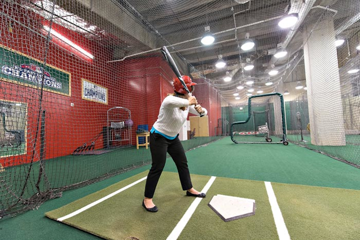 Throughout the night, guests could practice their swing and pitching in the Nationals warm-up batting cages in the dugout.