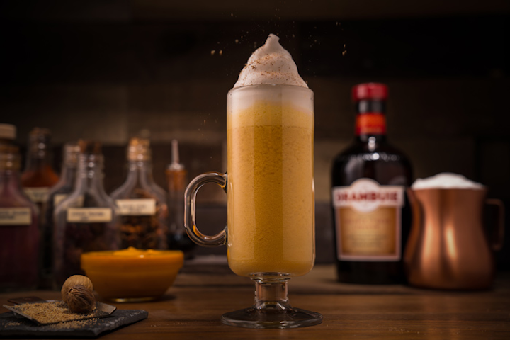 Pumpkin pie will never go out of style, but why not serve it as a cocktail? The Prince PumKing features Drambuie, pumpkin puree, ground cinnamon, ground nutmeg, and steamed whole milk. Top with additional milk foam and freshly ground nutmeg.