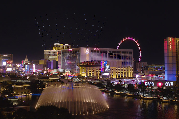 Intel brought its drone light show to the Las Vegas Strip from January 8 to 11. The aerial performance, which involved a fleet of 250 Intel Shooting Star drones moving to the song “Stargazing” by Kygo, took place over the Fountains of Bellagio. The light show had previously taken place at Disney Springs, Coachella, and Lady Gaga’s Super Bowl LI halftime show.