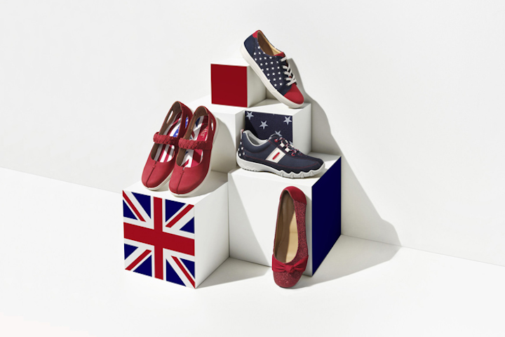 U.K.-based shoe manufacturer Hotter launched a limited-edition shoe collection inspired by the royal wedding. The collection includes three casual streetwear styles with designs that incorporate the Union Jack and the American flags, along with a sparkly red heel inspired by Meghan Markle.