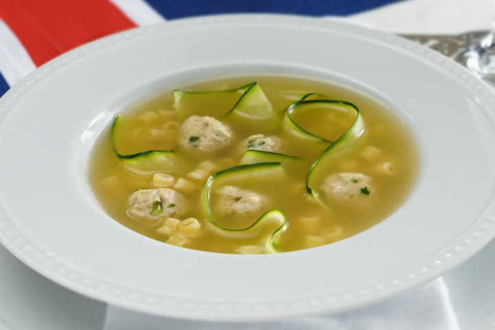 Campbell’s is offering a recipe for its Royal Wedding Soup on its website. The soup, which takes around 35 minutes to make, consists of chicken meatballs, ditalini pasta, zucchini ribbons, and Swanson Chicken Broth.