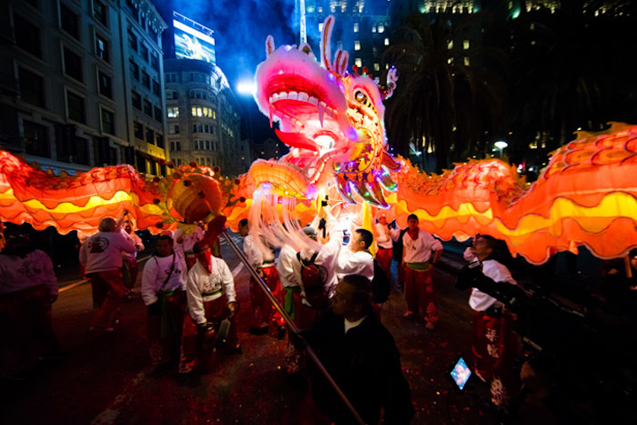 #3 Parade, Holiday Event & Fair Drawing an estimated 1.2 million spectators to San Francisco’s Chinatown, the Southwest Airlines-sponsored parade and street fair is one of the most beloved events in the city, and one of the largest celebrations of its kind in the U.S. According to organizers, it takes $1 million and 300 volunteers to bring the event to life each year, including more than 100 participants from a martial arts group to carry the 268-foot “Gum Lung” dragon through the streets. Next: February 23, 2019