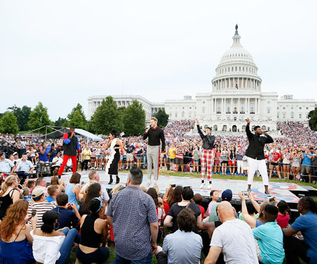 #1 Holiday Event The capital's Fourth of July celebration welcomed back John Stamos to host the festivities broadcast live on PBS from the West Lawn of the U.S. Capitol. This year's event featured a packed performance schedule with the likes of Jimmy Buffett and the cast of the Broadway musical Escape to Margaritaville, Pentatonix, the Beach Boys, Andy Grammer, the Temptations, country singer Luke Combs, singer Chita Rivera, violinist Joshua Bell, gospel legend CeCe Winans, American Idol alum Lauren Alaina, and the National Symphony Orchestra under the direction of conductor Jack Everly. Capital Concerts produced the program, with the Boeing Company as a major sponsor. Next: July 4, 2019
