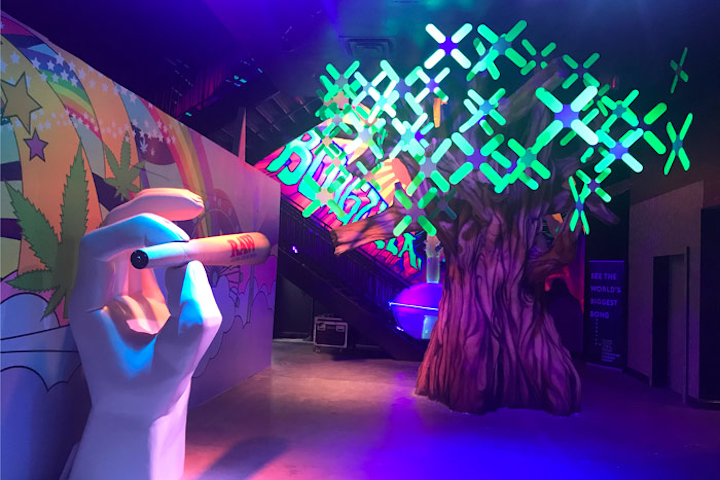 Cannabition Cannabis Museum opened in downtown Las Vegas in October, offering an alternative environment for events that celebrates cannabis culture, history, and science. The museum partnered with weed-industry leaders to sponsor 20 interactive, educational, and Instagrammable exhibits. The colorful attraction includes a slide that goes into a pool of hand-made foam weed nuggets, a rainbow caterpillar in a room that represents the way weed grows indoors, and “Bongzilla,” a 24-foot bong. Since marijuana is not yet legal in Nevada, Cannabition is a non-consumption space—but it does have a CBD retail store. Bar and dining packages are available with prices starting at $22 per guest.