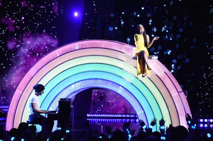 The sixth annual music celebration took place at the Forum in March and aired live on Fox. T-Pain hosted, and performers included Ariana Grande, the Backstreet Boys, Alicia Keys, and Garth Brooks. The awards aired live on Fox for the first time this year; they also were broadcast simultaneously on iHeartMedia radio stations nationwide. Last year, the award show garnered more than 216 billion social-media impressions in the United States. Next: March 2020