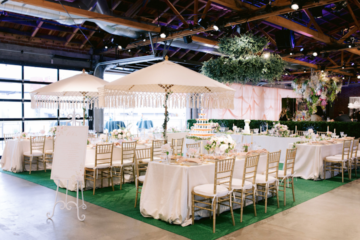 For her 1950s-style space, Kayla Brill, principal planner and designer for Brilliant Wedding Co., was inspired in part by John and Jackie Kennedy's 1953 wedding. 'I wanted to make sure I showcased the true glam of the 1950s decade,' Brill explained. 'As 'America’s Family,' there has never been a more iconic wedding that has influenced decades of other glamorous weddings.'