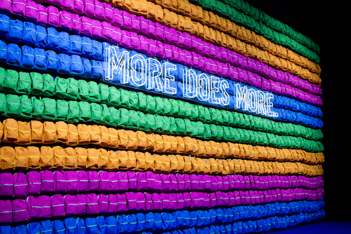 The Robin Hood Foundation’s annual benefit, themed “Robin Hood to the Power of You,” took place in May at the Jacob K. Javits Convention Center. The entrance featured a tunnel of 7,000 backpacks arranged in colorful rows. The backpacks were filled with school supplies and were donated following the event. David Stark Design & Production helmed the benefit’s math-theme design. See more: Do the Math: New York's Biggest Benefit Turned an Equation Into Event Design