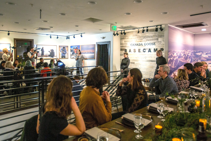 In addition to events, guests could stop by the space to try on the outerwear company’s parkas and enjoy hot beverages and cocktails.