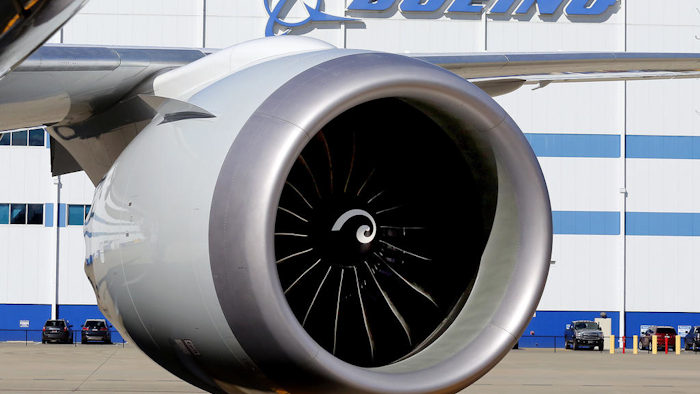 An engine and part of a wing from the 100th 787 Dreamliner to be built at Boeing of South Carolina's North Charleston, S.C., facility are seen outside the plant. (Brad Nettles/The Post and Courier via AP, File)