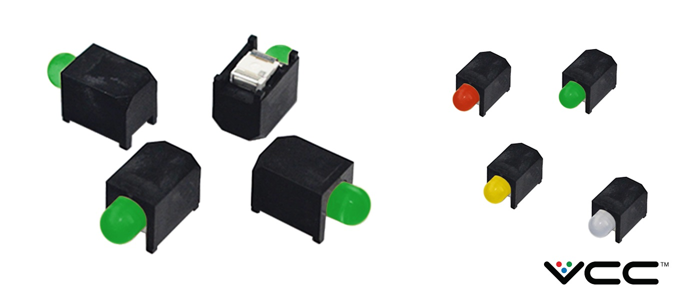 VCC's 3-mm right angle SMD circuit board indicators.