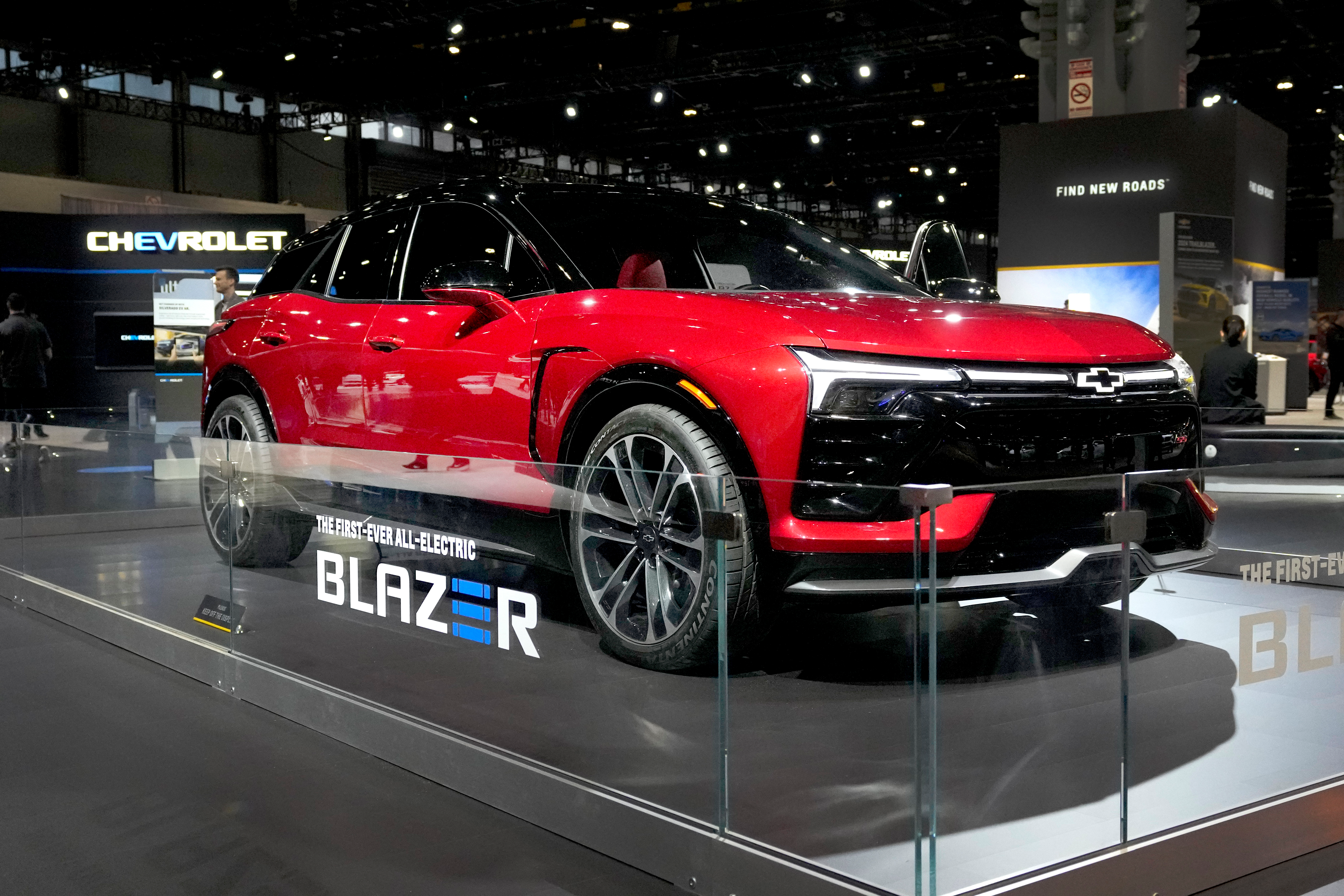 The 2024 Chevrolet Blazer EV sits on display at the Chicago Auto Show, Thursday, Feb. 9, 2023, in Chicago.