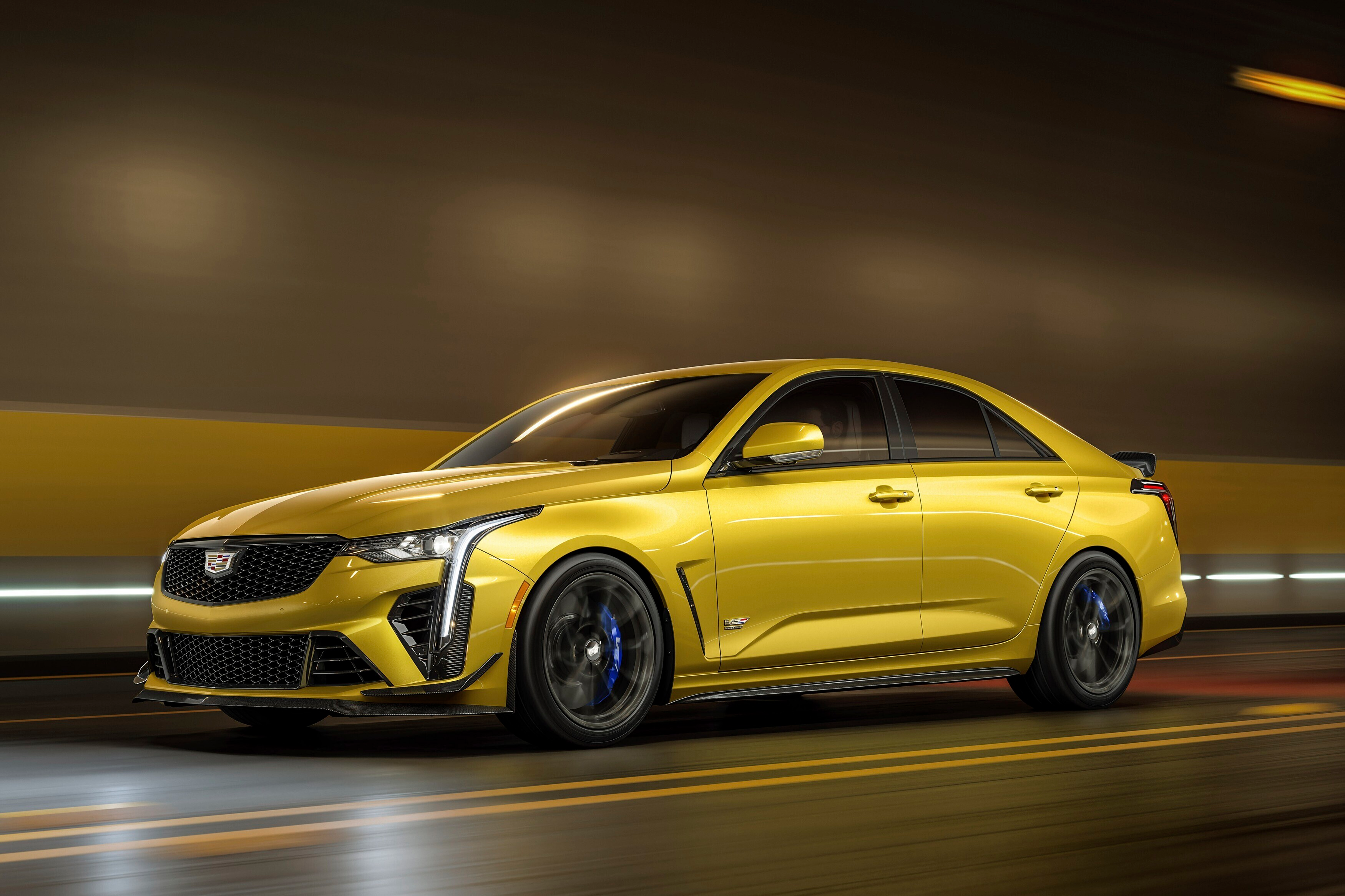 This photo provided by Cadillac shows the 2024 CT4-V Blackwing. The Blackwing version of the CT4 small sedan comes with a 472-horsepower V6 engine.