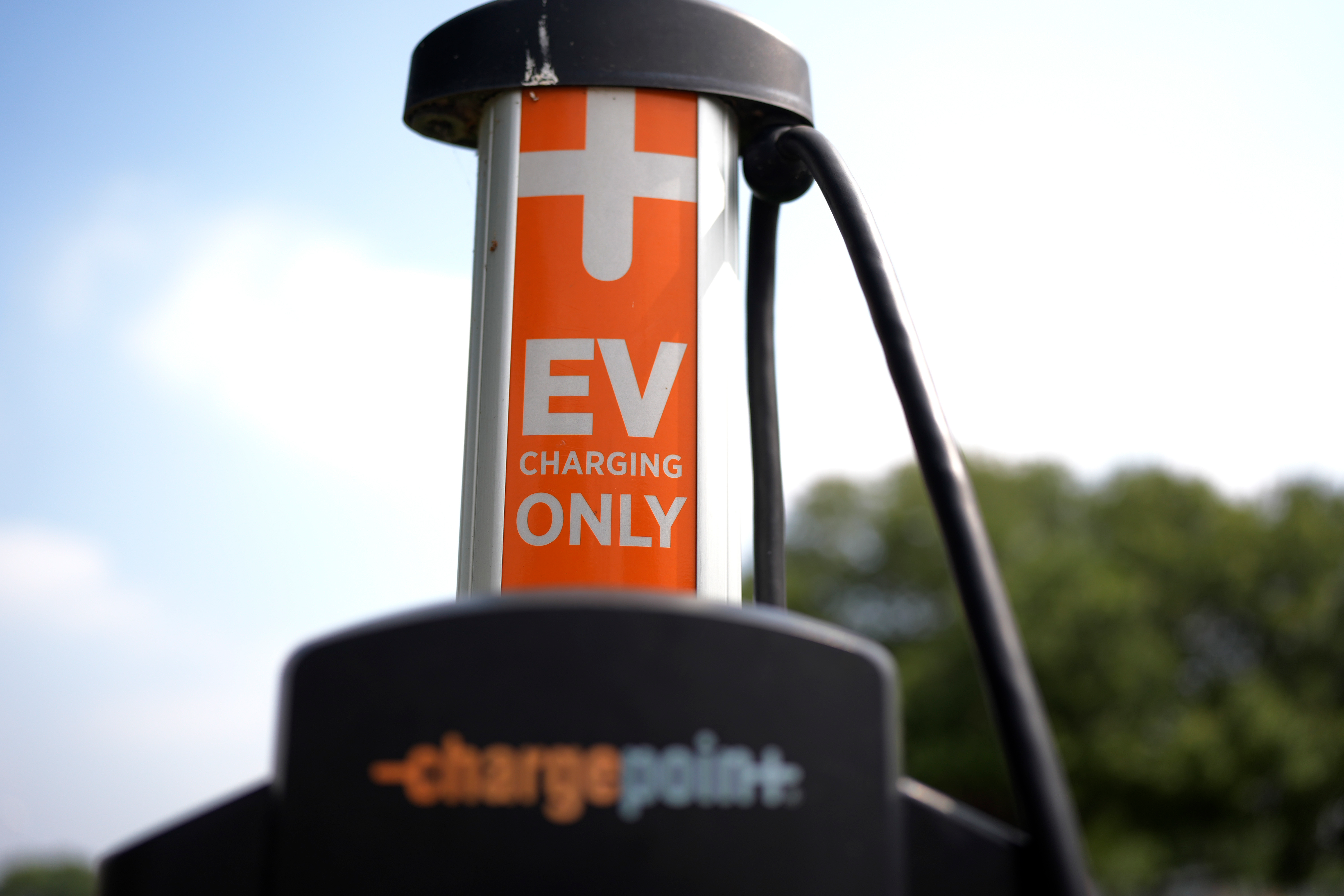 An EV charging station is seen Thursday, May 9, 2024, in San Antonio.