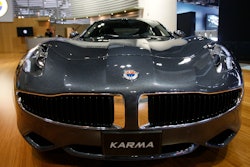 Fisker Automotive's Fisker Karma, a sports luxury plug-in hybrid car, is displayed at the 2010 Los Angeles Auto Show in Los Angeles, Cal, Nov. 18, 2010.